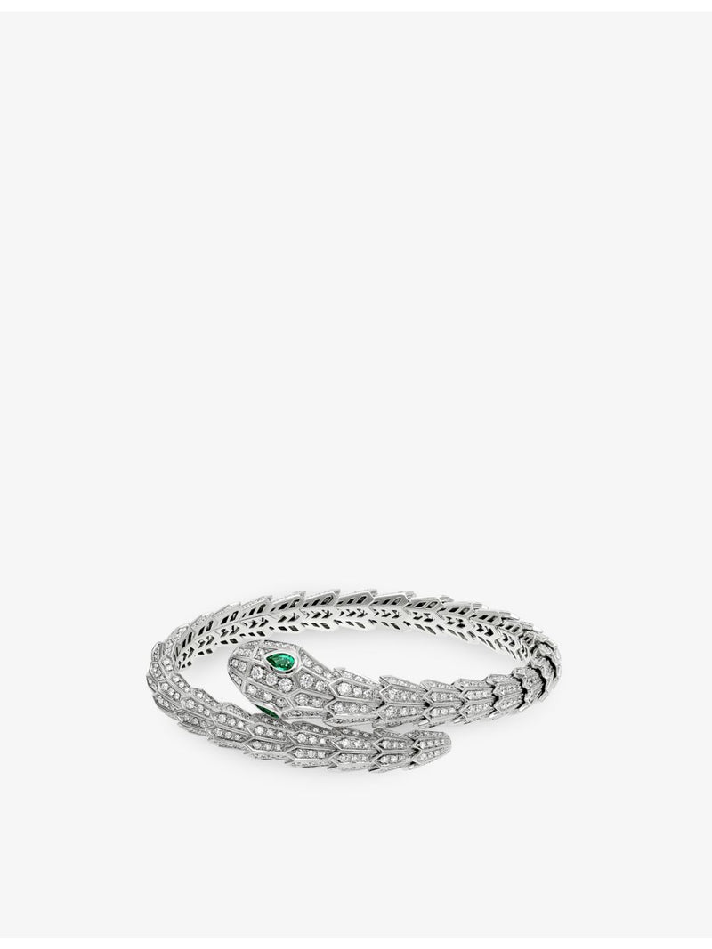 Bvlgari Serpenti white gold diamond emerald bracelet, UK version