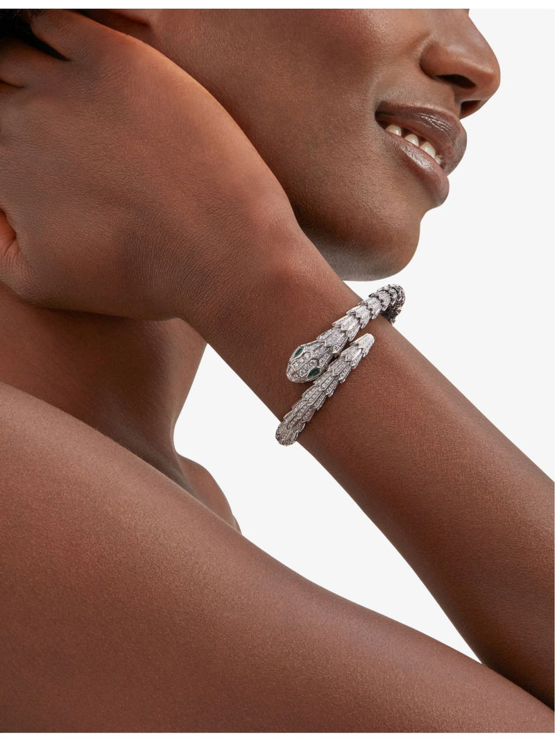 Bvlgari Serpenti white gold diamond emerald bracelet, UK version