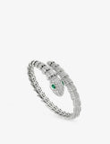 Bvlgari Serpenti Tubolari 18ct White Gold 3.89ct Diamond and 0.26ct Emerald Bracelet