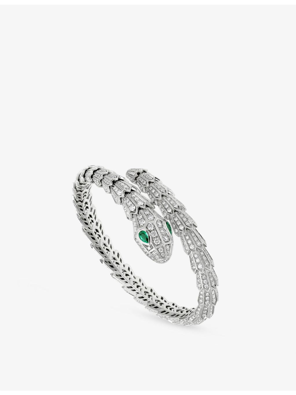 Bvlgari Serpenti white gold diamond emerald bracelet, UK version