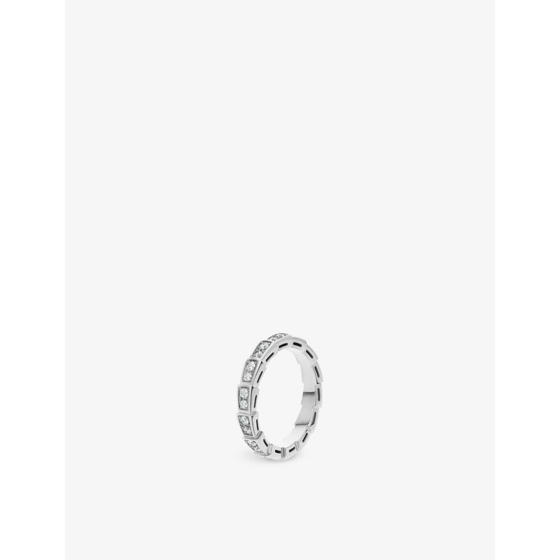 Serpenti Viper 18ct white-gold and 0.45ct brilliant-cut diamond ring - 53mm