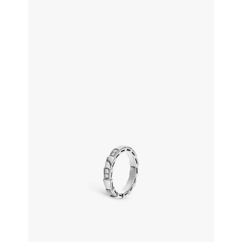 Serpenti Viper 18ct white-gold and 0.21ct diamond ring - 53mm