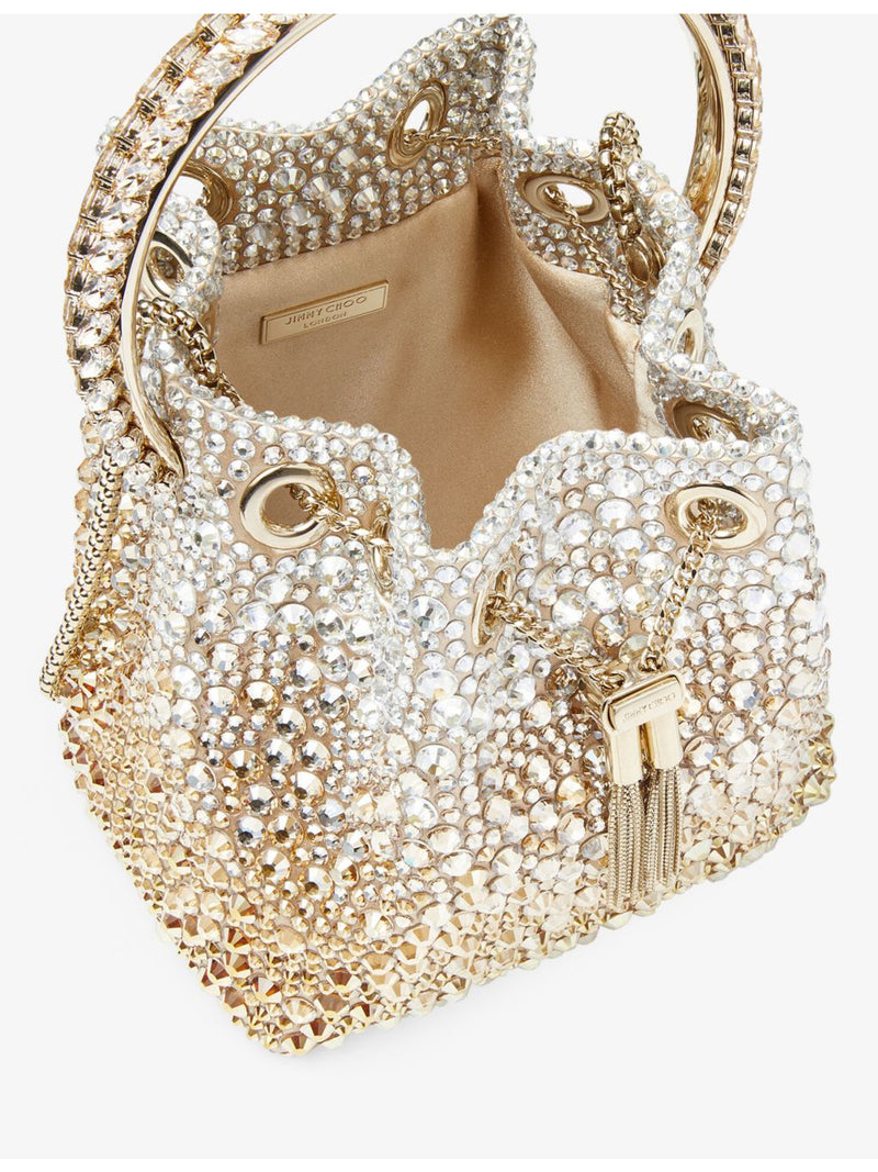 Jimmy Choo Bon Bon satin top-handle bag with crystals (British brand)
