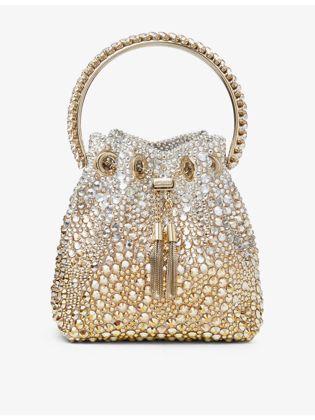 Jimmy Choo Bon Bon satin top-handle bag with crystals (British brand)