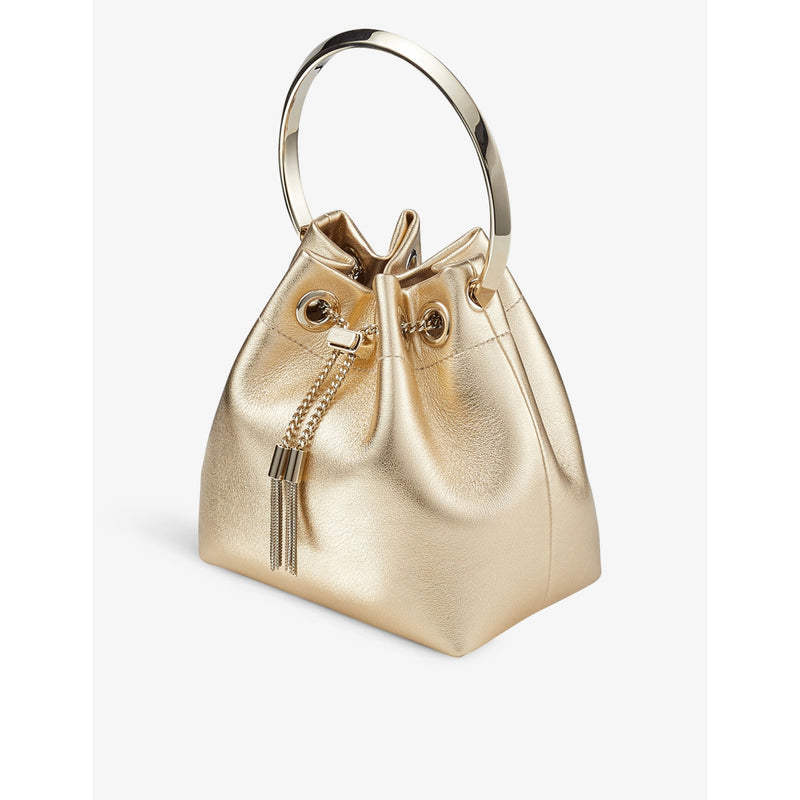 Jimmy Choo Bon Bon metallic-leather top-handle bag, imported from the UK