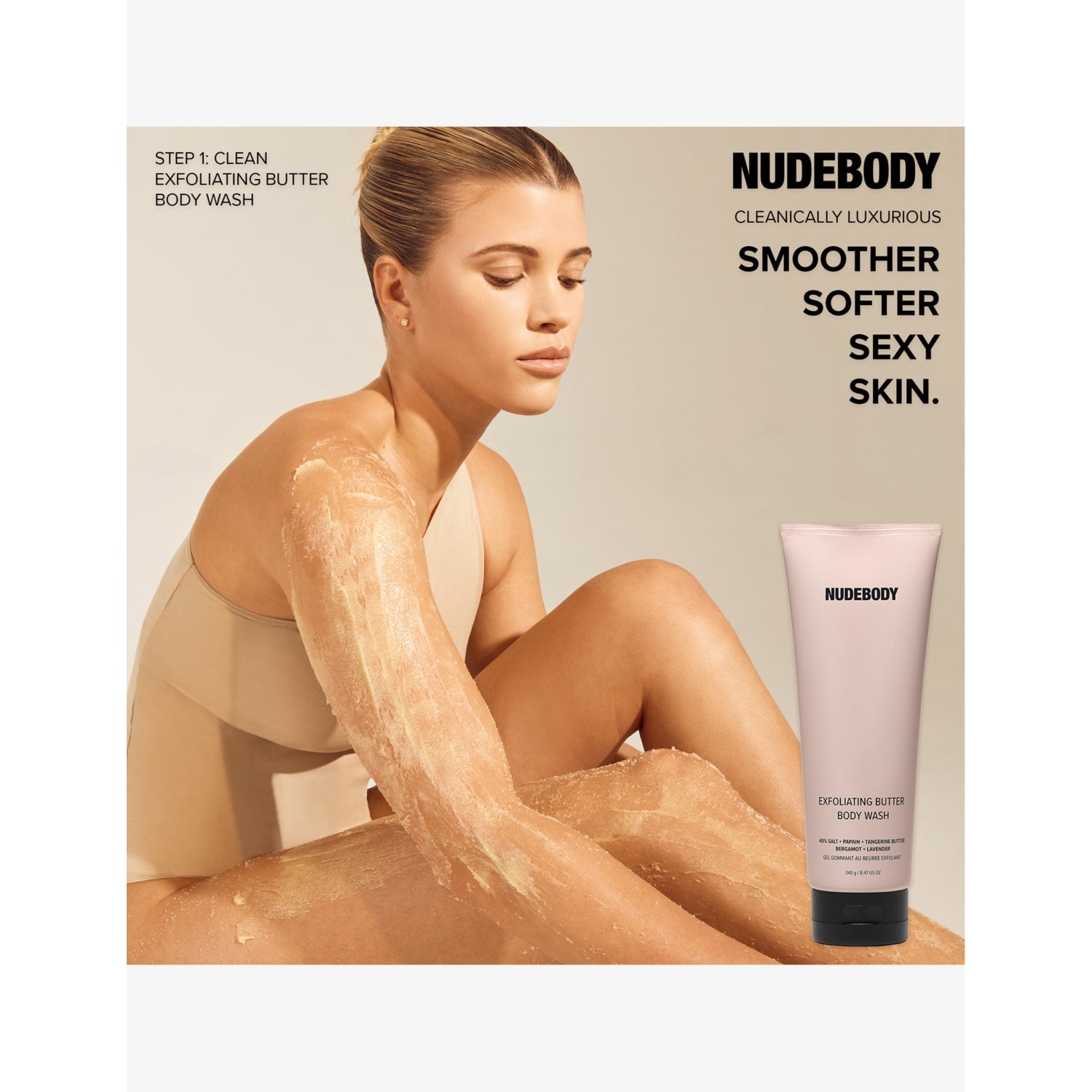 NUDESTIX Exfoliating Butter body wash 240g, imported from the UK