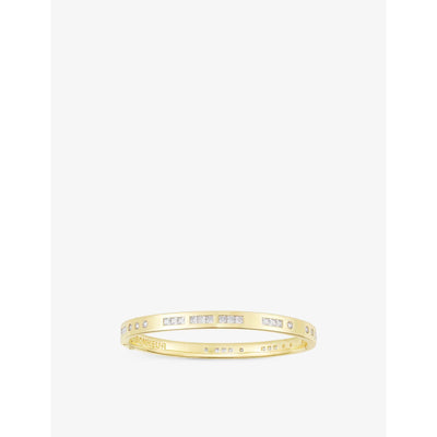 selfridges APM Monaco Bonheur Morse Code 18ct Yellow Gold-Plated Metal Alloy and Zirconia Bangle- Buy online at McGrocer
