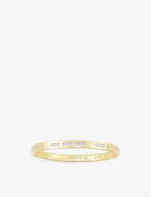 APM Monaco Bonheur Morse Code 18ct Yellow Gold-Plated Metal Alloy and Zirconia Bangle