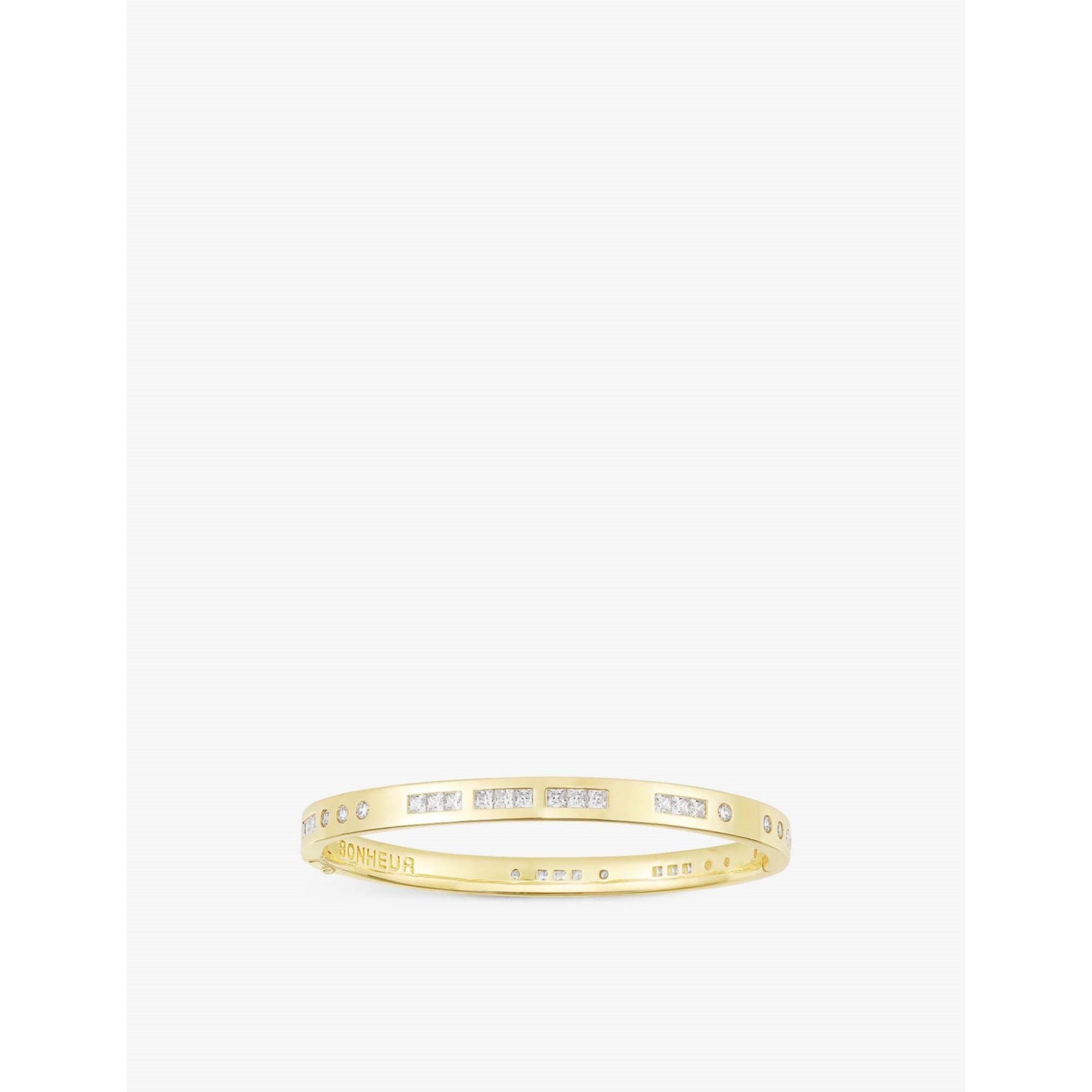 Bonheur Morse Code 18ct yellow gold-plated metal alloy and zirconia bangle - S
