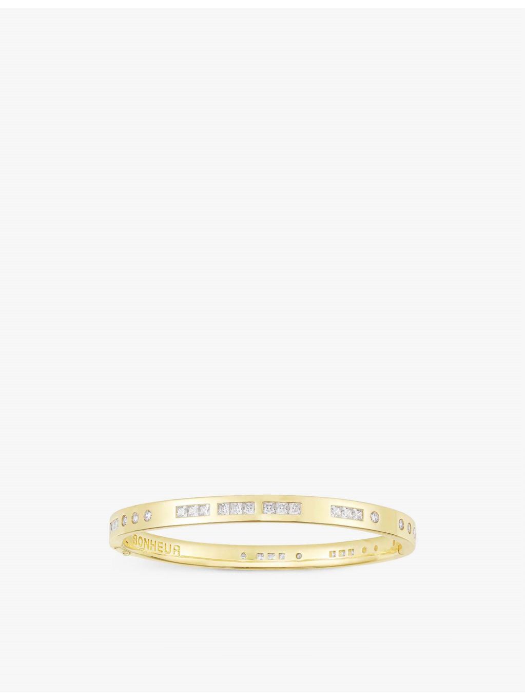 APM Monaco Bonheur Morse Code gold-plated bangle with zirconia stones, UK version