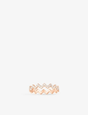 Up and Down rose-alloy and cubic-zirconia ring - M