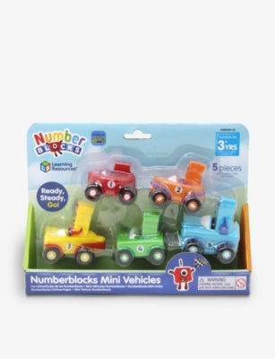 Numberblocks mini vehicle playset with five numbered vehicles - British product