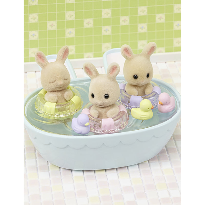 Sylvanian Families milk rabbit triplets bathtime playset 20cm (British brand)