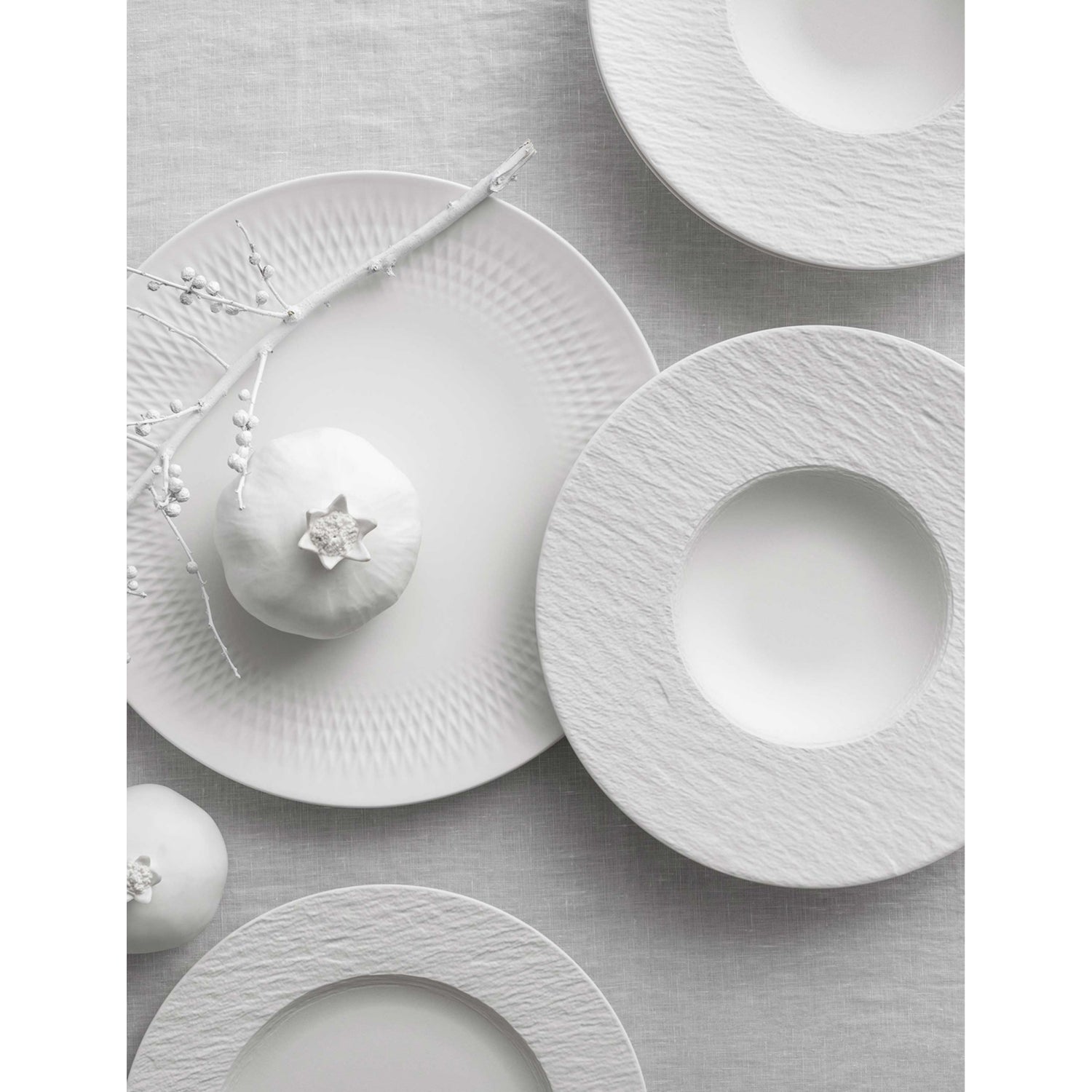 Villeroy & Boch Rock Blanc porcelain plates set of six, UK version