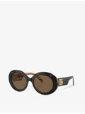 Dolce & Gabbana DG4448 tortoiseshell oval acetate sunglasses, imported from the UK