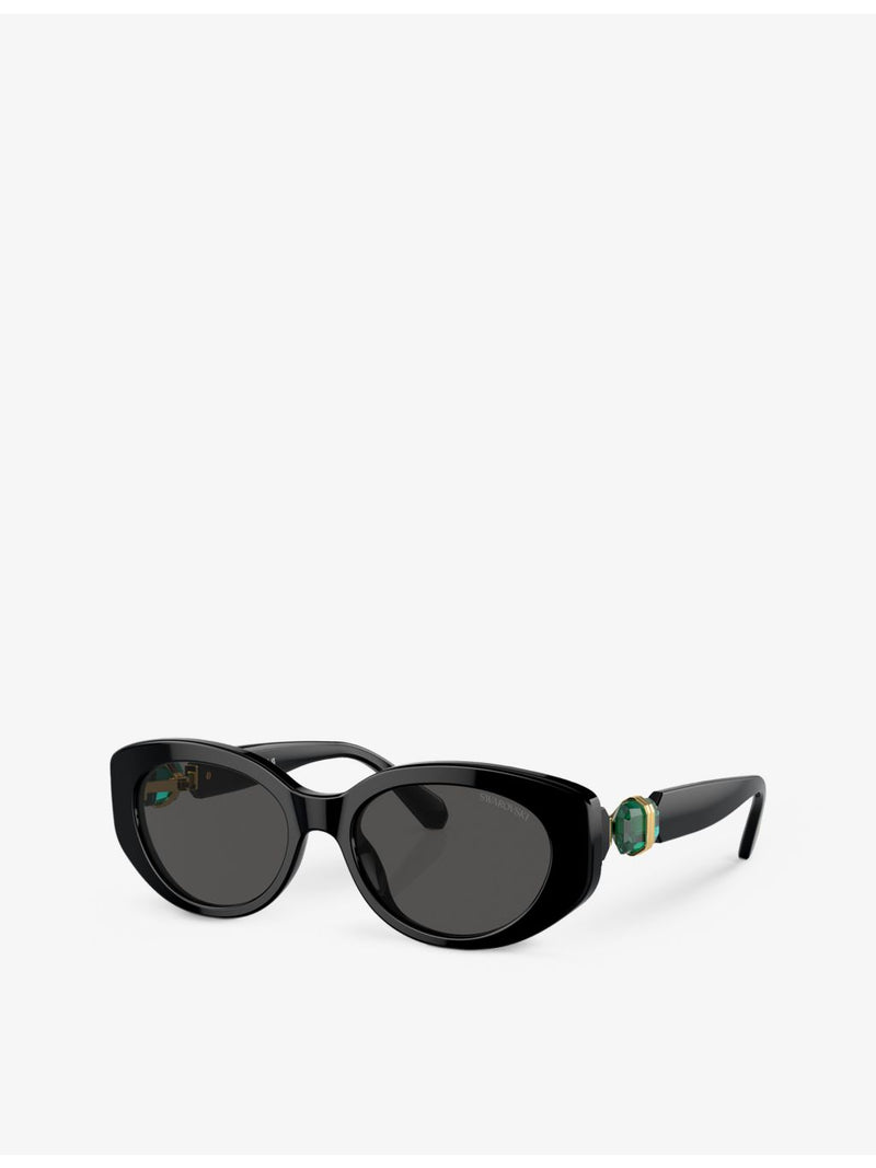Swarovski SK6002 oval-frame gem-embellished acetate sunglasses, imported from the UK
