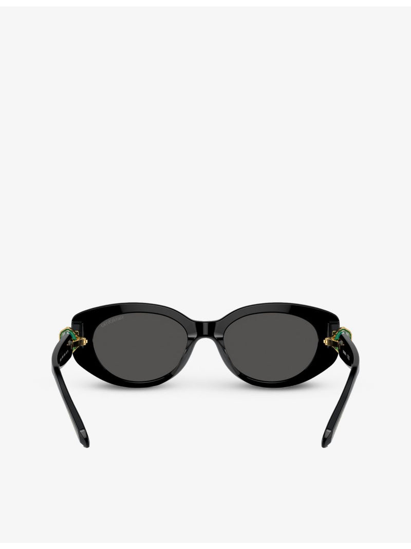 Swarovski SK6002 oval-frame gem-embellished acetate sunglasses, imported from the UK