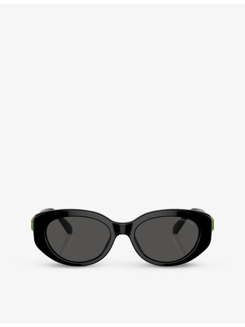 Swarovski SK6002 oval-frame gem-embellished acetate sunglasses, imported from the UK