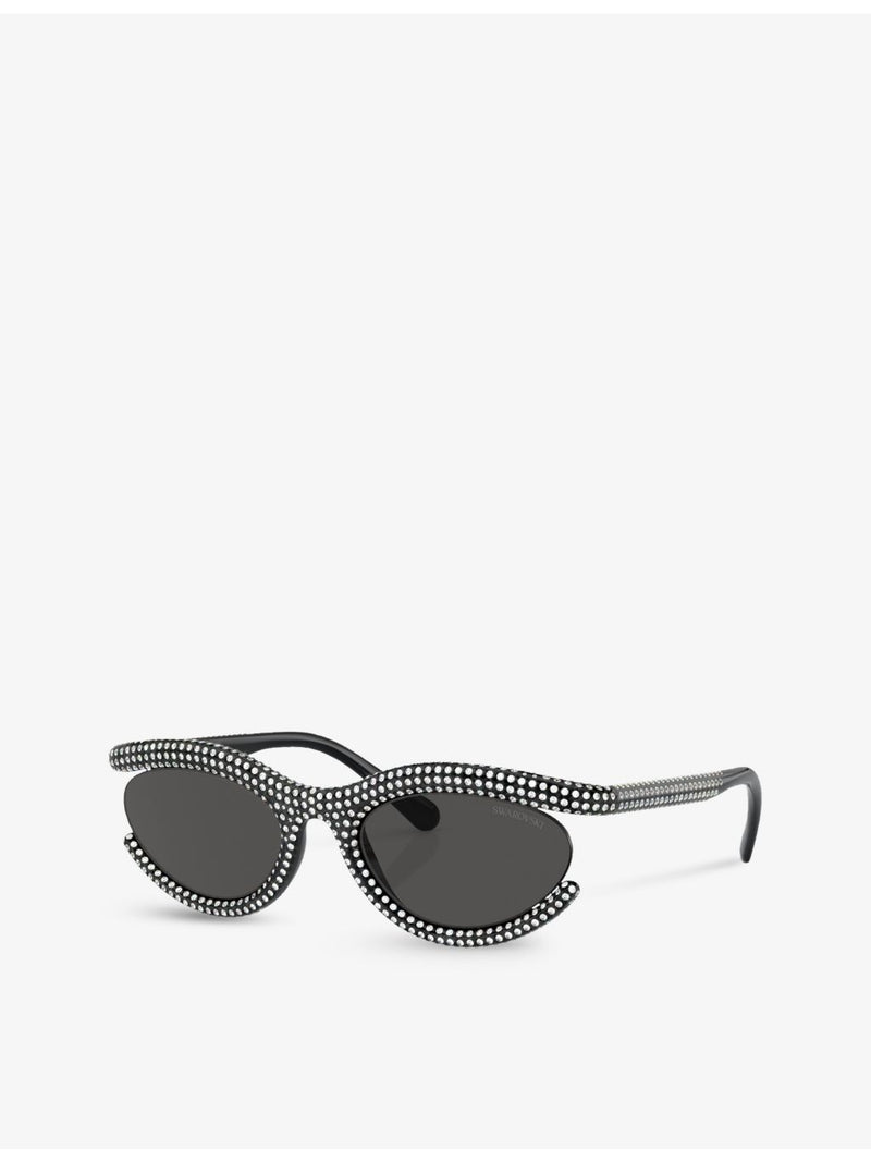 Swarovski crystal-embellished oval sunglasses SK6006 (British brand)