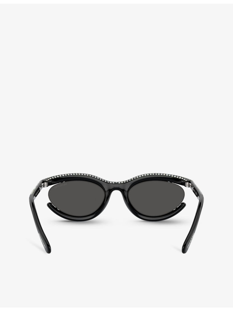 Swarovski crystal-embellished oval sunglasses SK6006 (British brand)