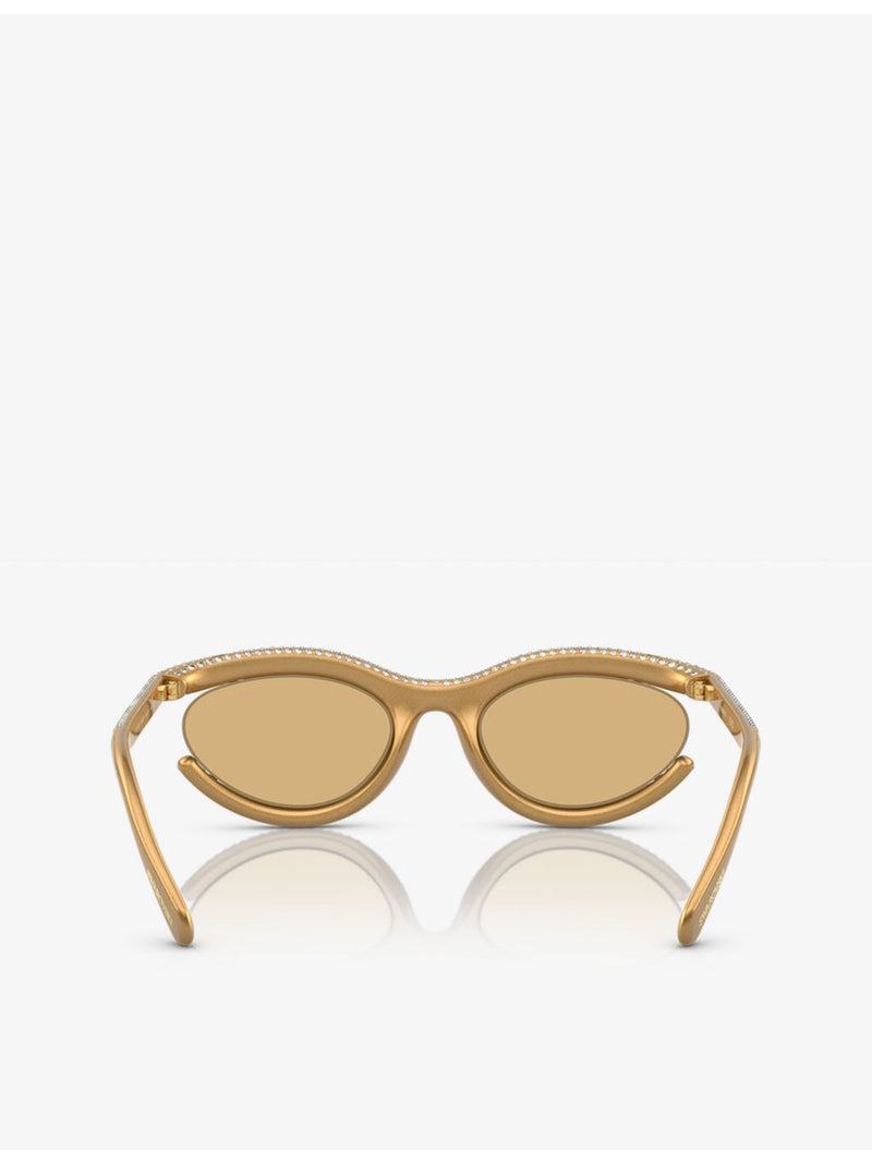 Swarovski SK6006 crystal-embellished oval-frame sunglasses, imported from the UK