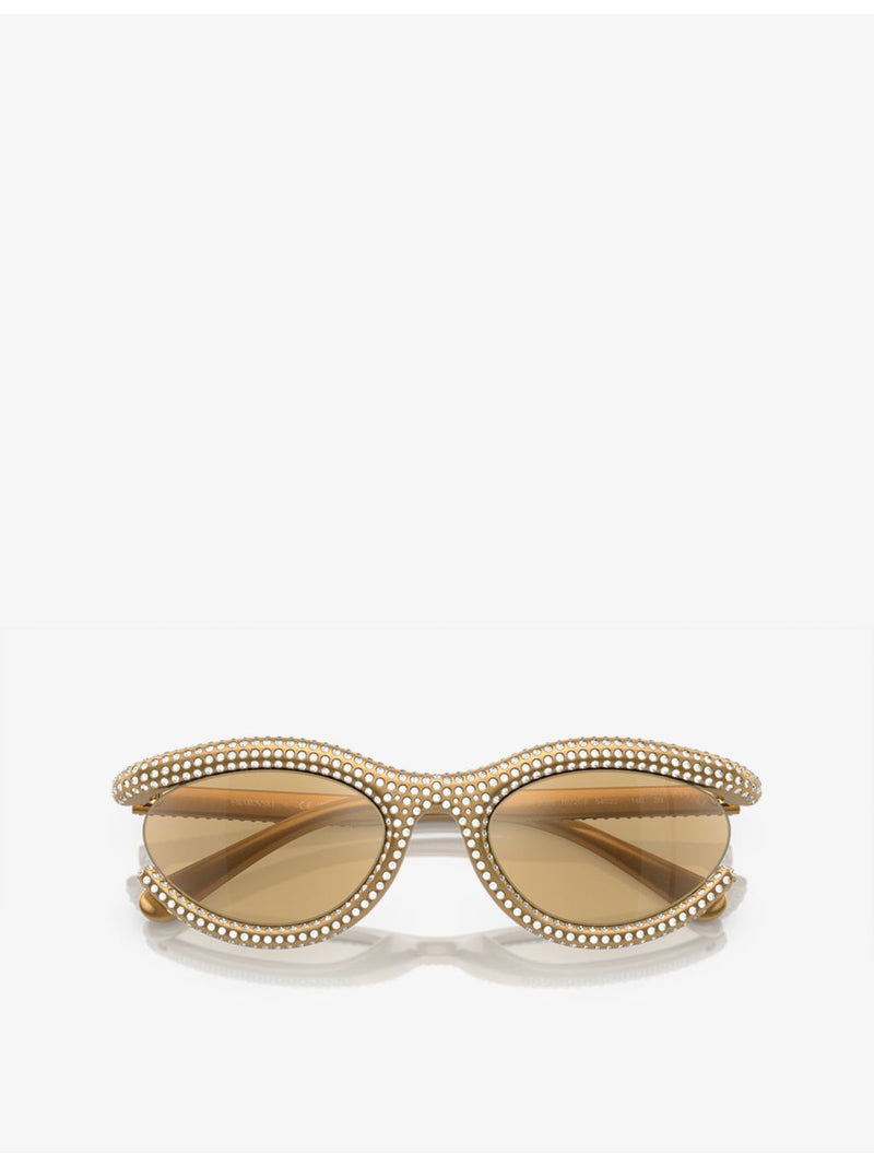 Swarovski SK6006 crystal-embellished oval-frame sunglasses, imported from the UK