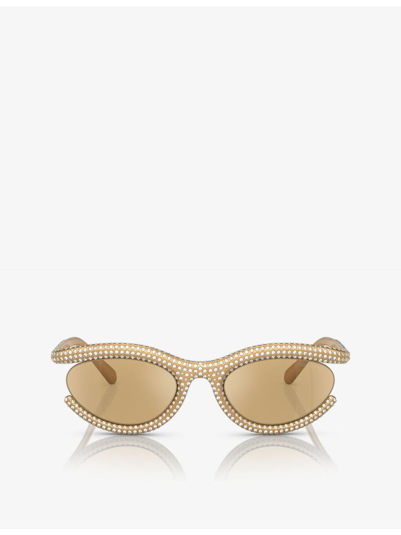 SK6006 crystal-embellished oval-frame sunglasses