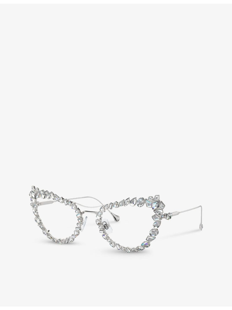 Swarovski SK7011 cat-eye gem-embellished metal optical glasses - British product