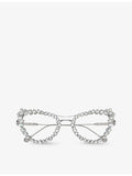 Swarovski SK7011 cat-eye gem-embellished metal optical glasses - British product