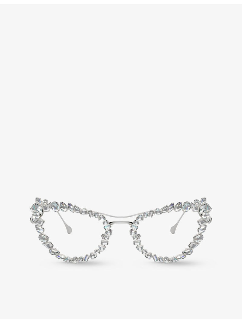 Swarovski SK7011 cat-eye gem-embellished metal optical glasses - British product