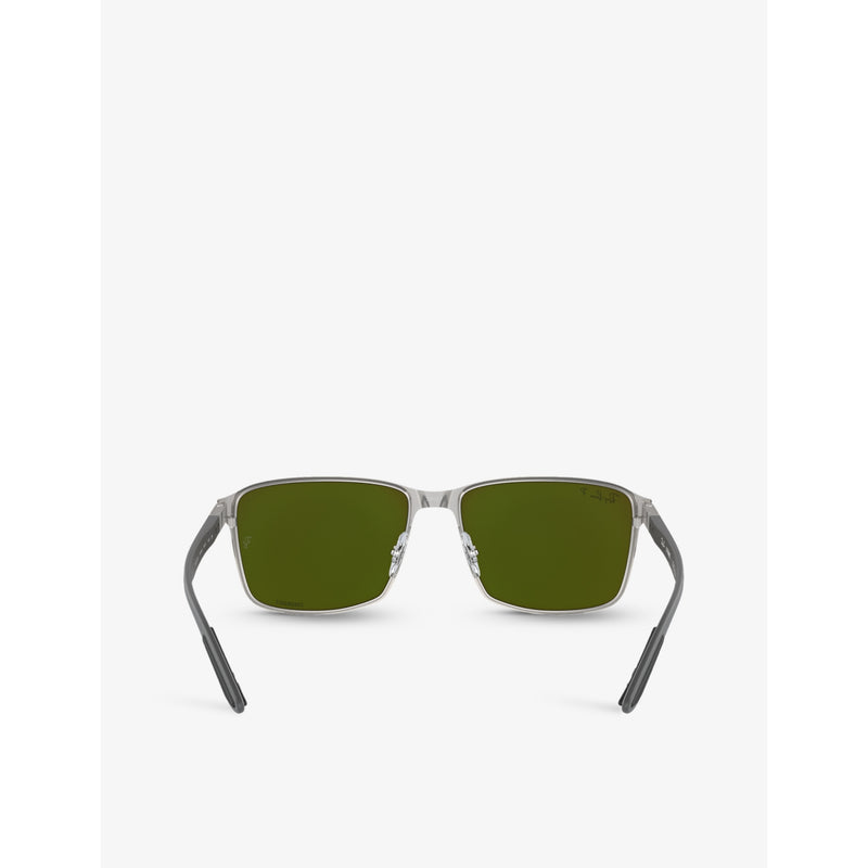 Ray-Ban Chromance square-frame metal sunglasses, imported from the UK