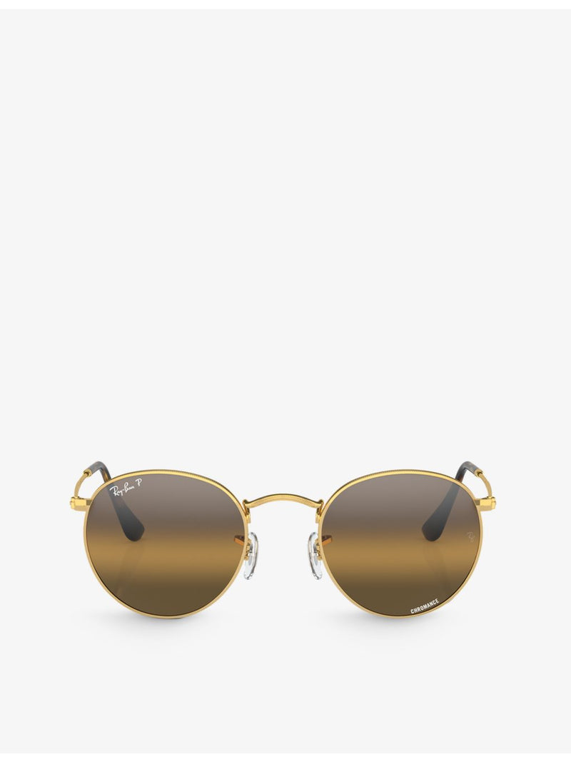 Ray-Ban RB3447 round-frame metal sunglasses, imported from the UK