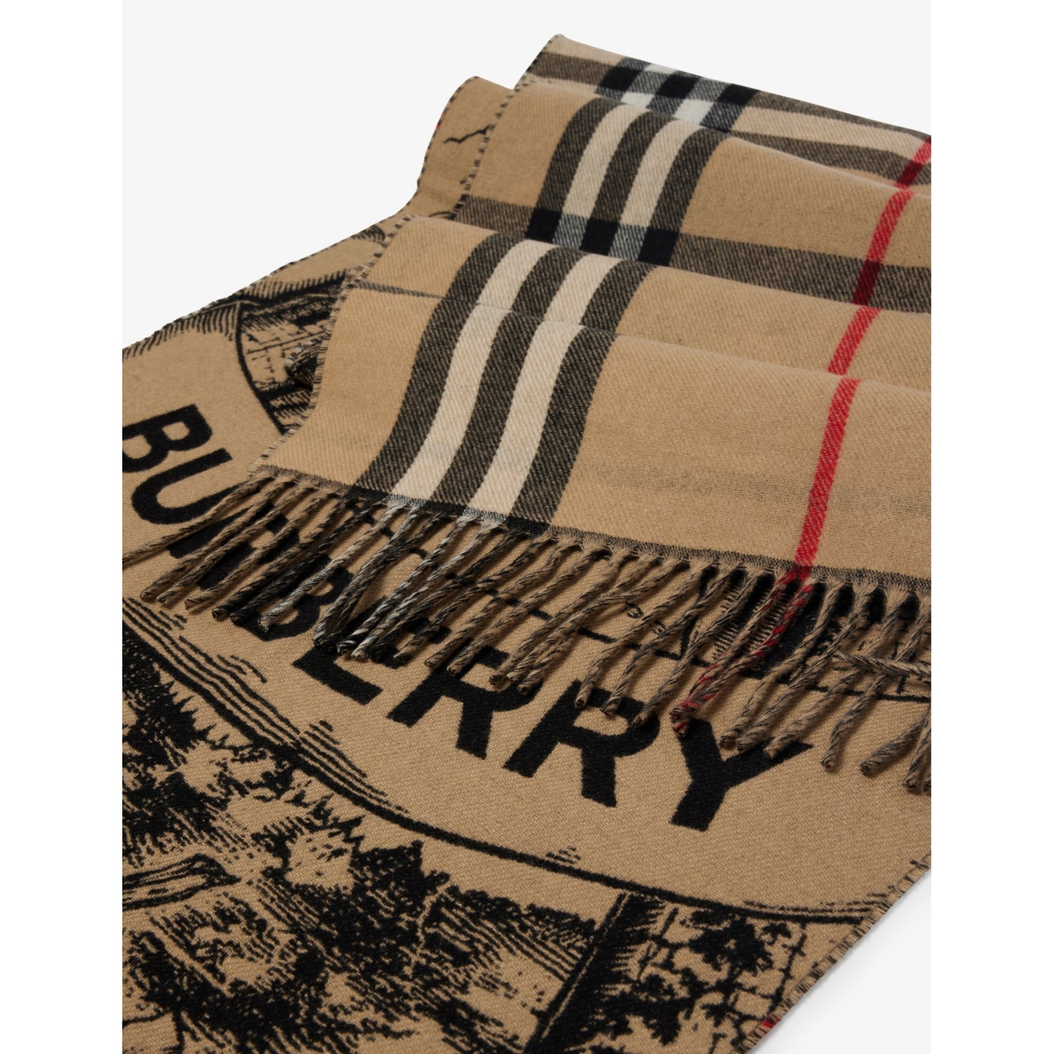 Burberry check-print cashmere scarf, imported from the UK