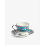Wedgwood bone china teacup and saucer Florentine Turquoise, imported from the UK
