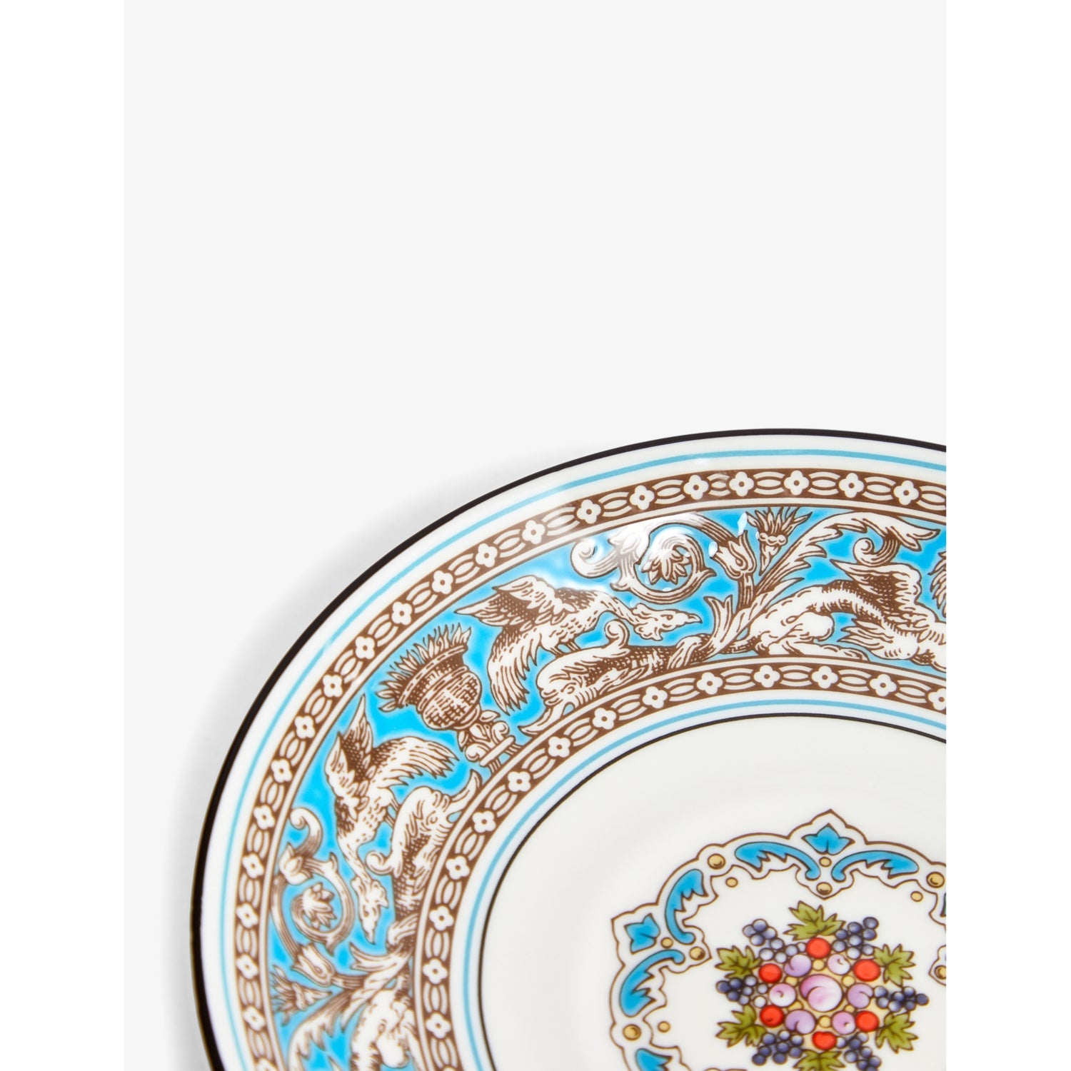 Wedgwood bone china teacup and saucer Florentine Turquoise, imported from the UK
