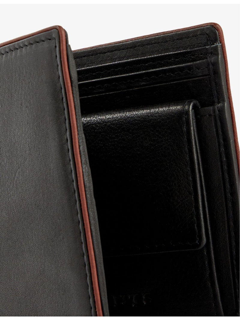 Dents grained-leather bi-fold wallet with contrast piping (British brand)