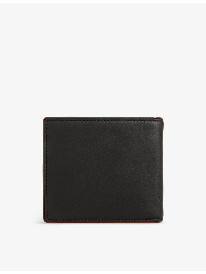 Dents grained-leather bi-fold wallet with contrast piping (British brand)