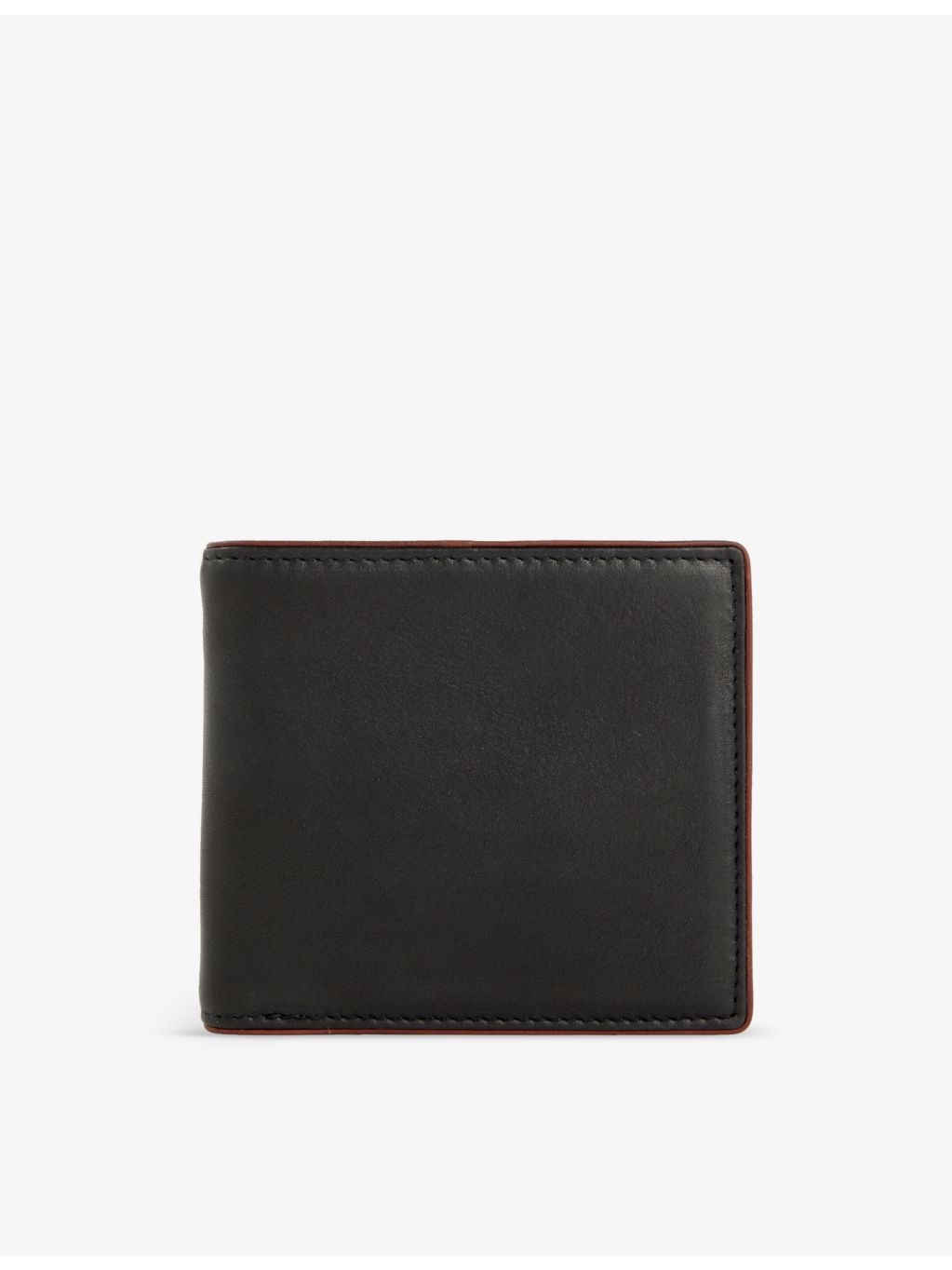 Dents grained-leather bi-fold wallet with contrast piping (British brand)