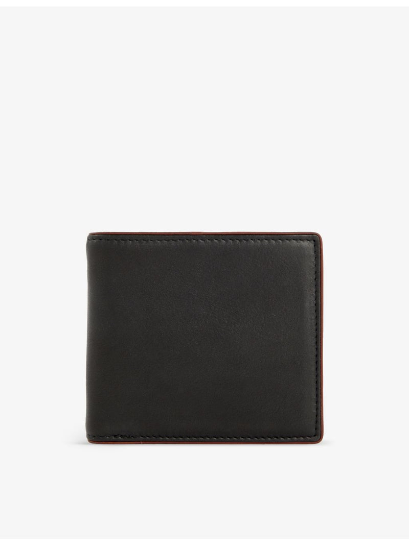 Dents grained-leather bi-fold wallet with contrast piping (British brand)