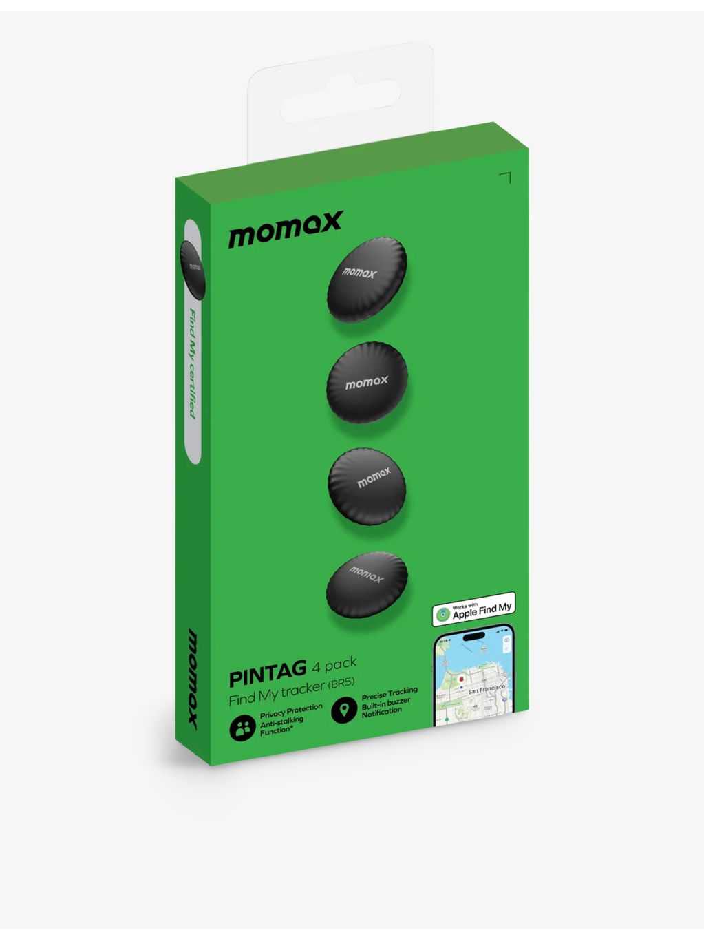 MOMAX Pintag tracking device system with 4 tags, UK version