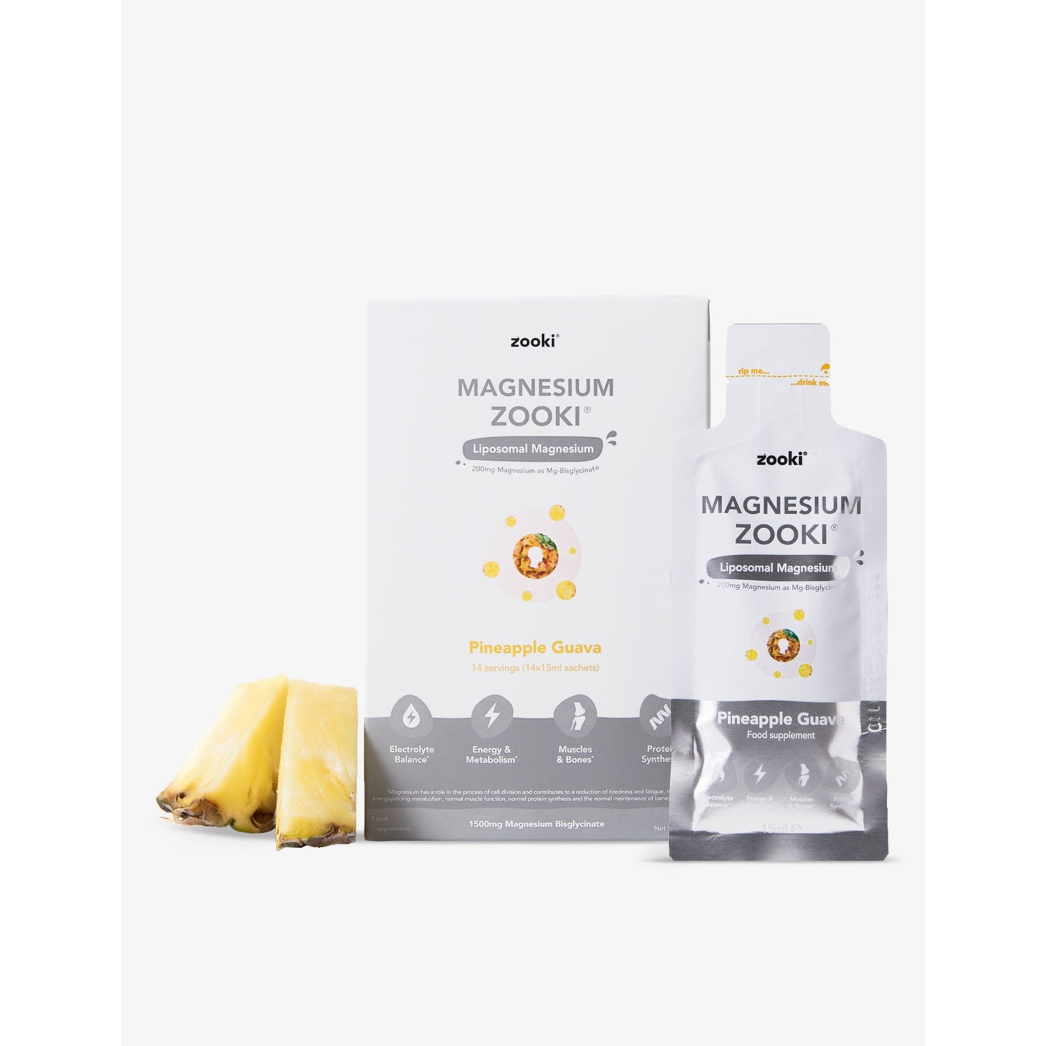 Zooki magnesium pineapple and guava supplement 30 sachets (British brand)