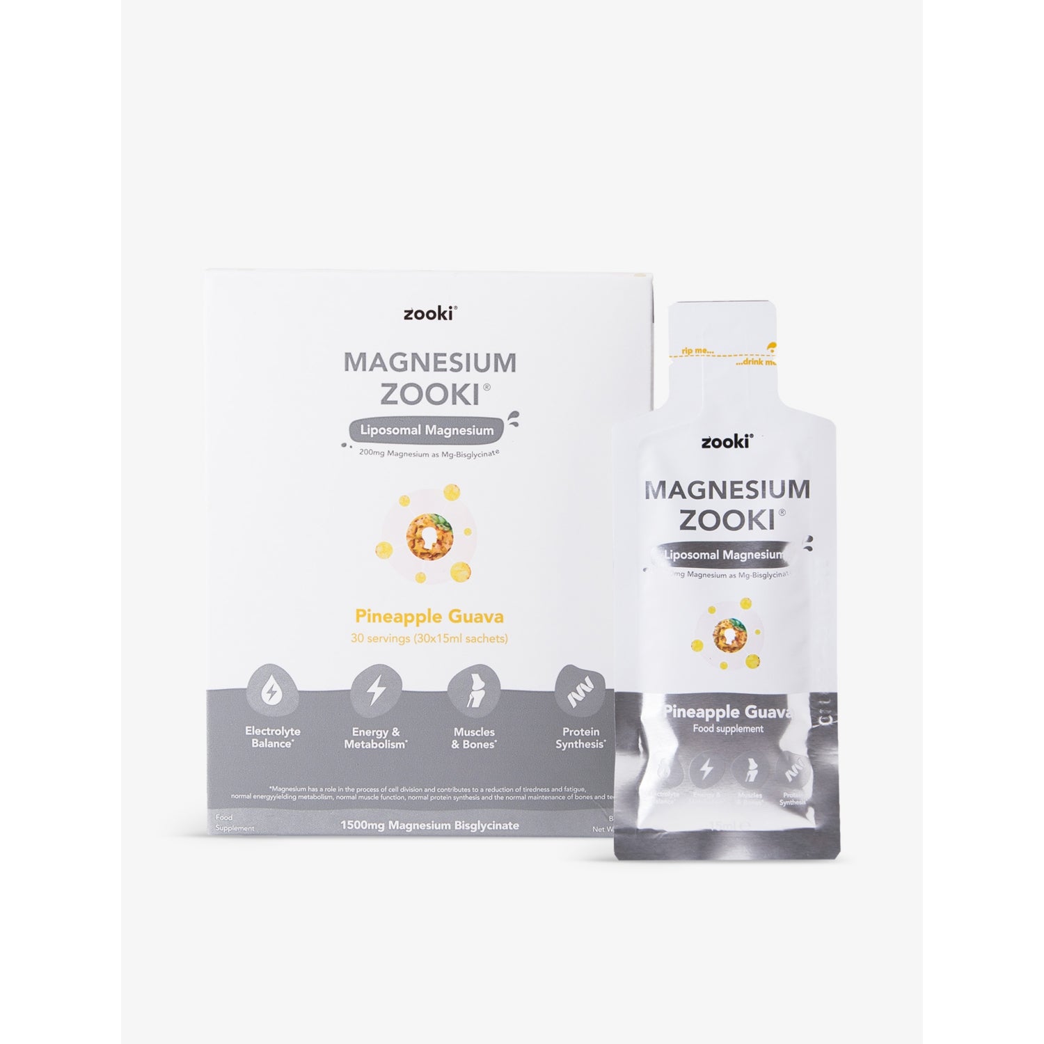 Zooki magnesium pineapple and guava supplement 30 sachets (British brand)