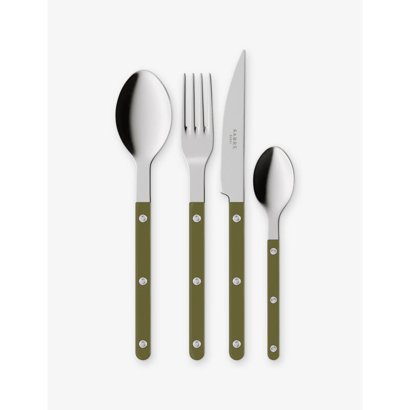 Bistrot stainless-steel cutlery set of 24 - Green Fern