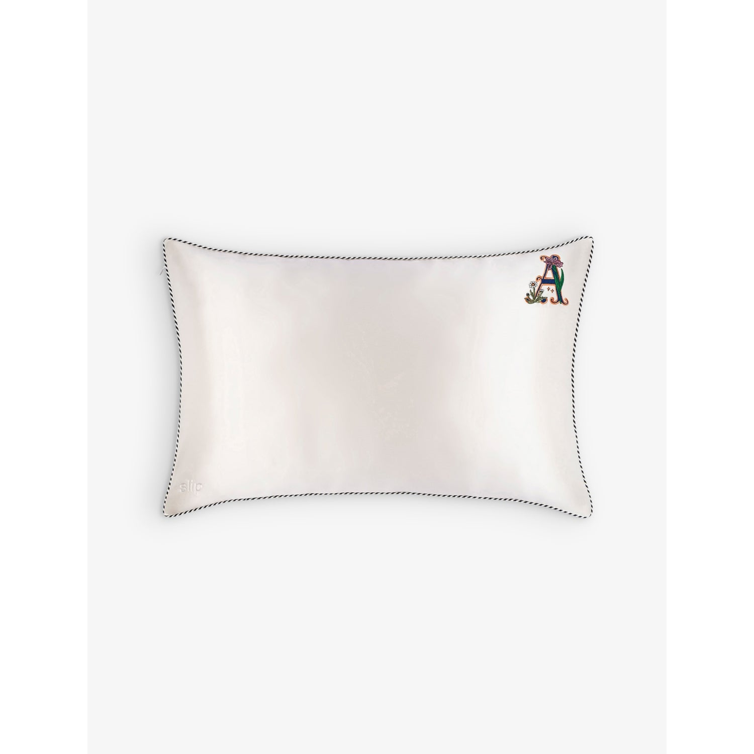 Slip Queen letter-embroidered silk pillowcase 51cm x 76cm, imported from the UK