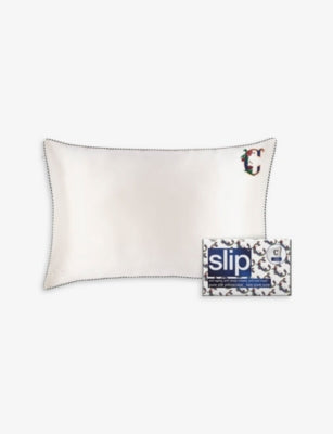 Slip Queen Letter-Embroidered Silk Pillowcase 51cm x 76cm