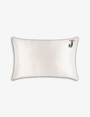 Slip Queen Letter-Embroidered Silk Pillowcase 51cm x 76cm