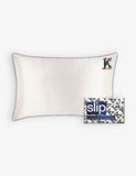 Slip Queen Letter-Embroidered Silk Pillowcase 51cm x 76cm