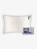 Slip Queen Letter-Embroidered Silk Pillowcase 51cm x 76cm