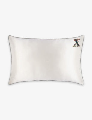 Slip Queen Letter-Embroidered Silk Pillowcase 51cm x 76cm