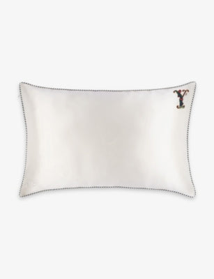 Slip Queen Letter-Embroidered Silk Pillowcase 51cm x 76cm
